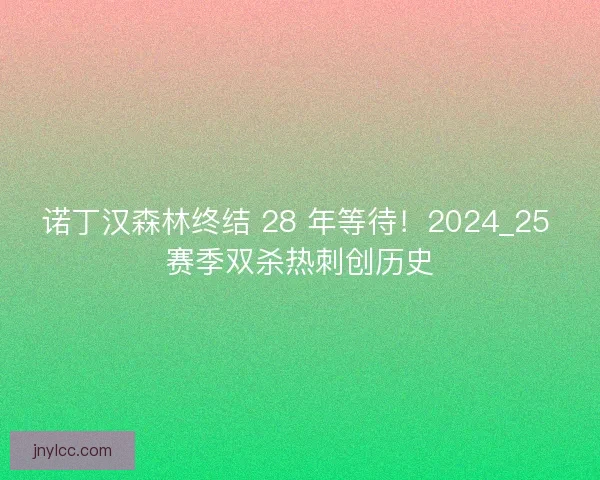 诺丁汉森林终结 28 年等待！2024_25 赛季双杀热刺创历史