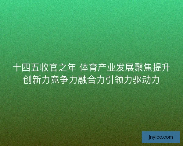十四五收官之年 体育产业发展聚焦提升创新力竞争力融合力引领力驱动力